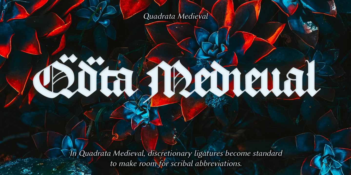 Przykład czcionki AJ Quadrata Medieval Bold